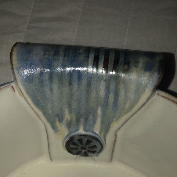 Vintage Blue Gray Handmade Stone Decorative Dish Vase Planter - Picture 7 of 7